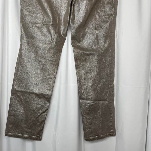 Chico's denim jeans women's 12 PLATINUM DENIM in METALLIC sterling khaki - Picture 12 of 16